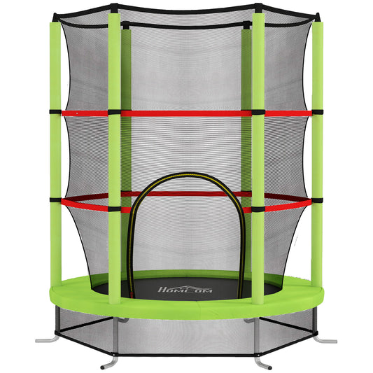 Photo of HOMCOM Kids Trampoline, with Enclosure Net, Steel Frame, for Ages 3-6 Years - Green in Green colour on a white background