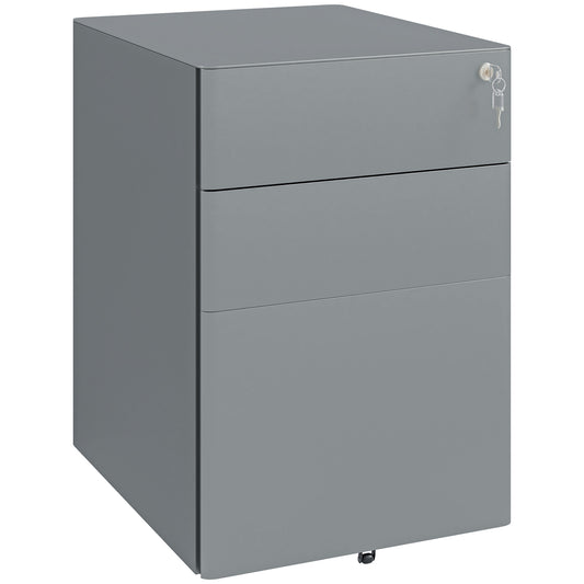 Photo of Vinsetto Lockable Cabinet, Rolling Filing Cabinet with 3 Drawers, Steel Office Drawer Unit for A4, Letter, Legal Sized Files in Files colour on a white background