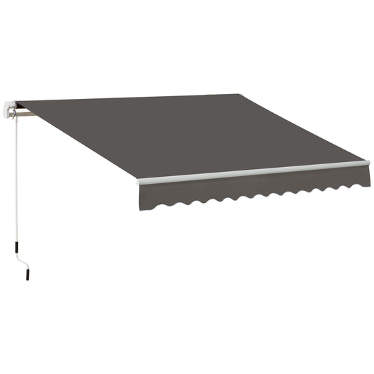 Photo of Outsunny Awning Canopy Manual Retractable Porch Sun Shade Shelter 3 x 2m Grey in Grey colour on a white background