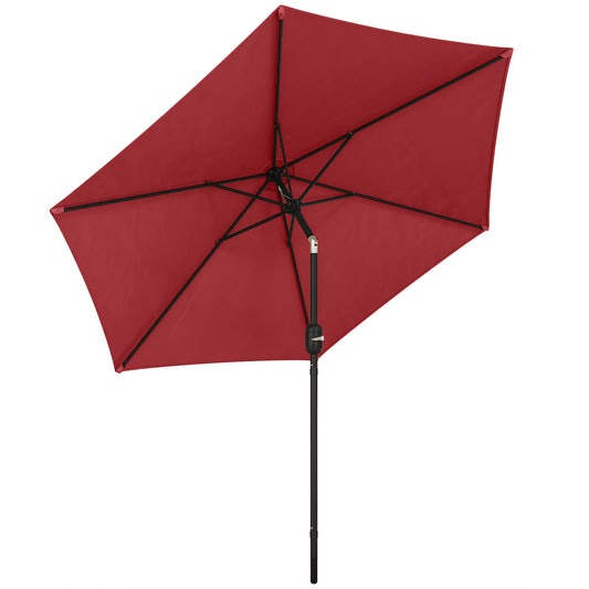 Photo of Outsunny 2.6 m Garden Parasol Umbrella with Aluminium Pole, Outdoor Patio Umbrella with Tilt and Crank, Vent, Wine Red in Red colour on a white background