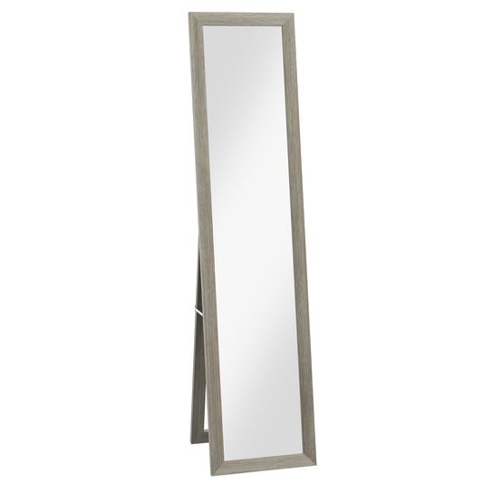 Photo of HOMCOM Full Length Mirror, 37 x 157 cm, Hanging or Freestanding, Rectangular Full Body Mirror for Living Room, Bedroom, Grey in Grey colour on a white background