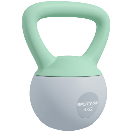 Photo of SPORTNOW 4KG Soft Kettlebell, Kettlebell with Non-Slip Handle for Home Gym, Weight Lifting, Strength Training, Green/Grey in Green/Grey colour on a white background