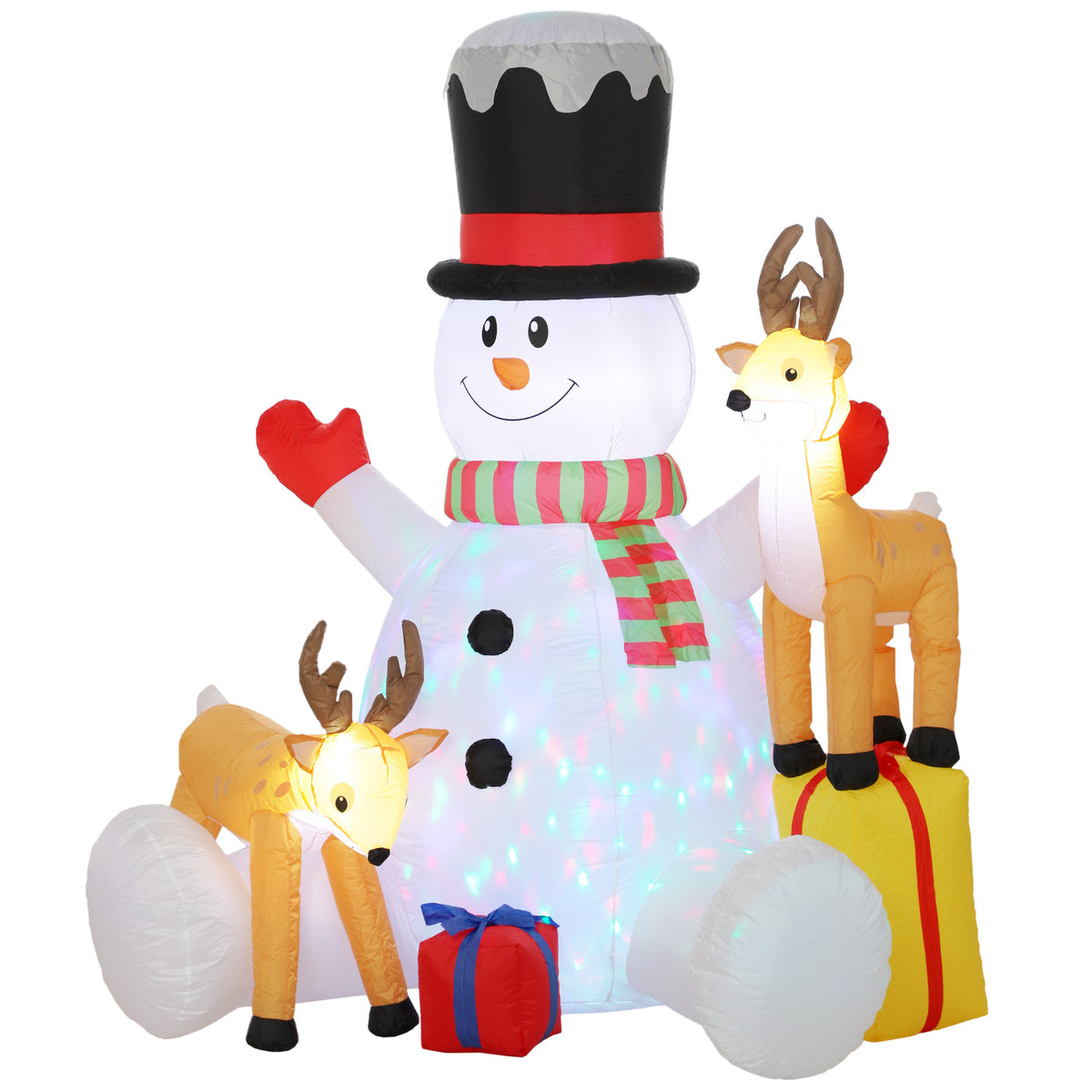 Photo of Outsunny 7ft Giant Christmas Inflatable Snowman with 2 Reindeer, Outdoor Blow Up Christmas Decoration with LEDs, Bag in Bag colour on a white background