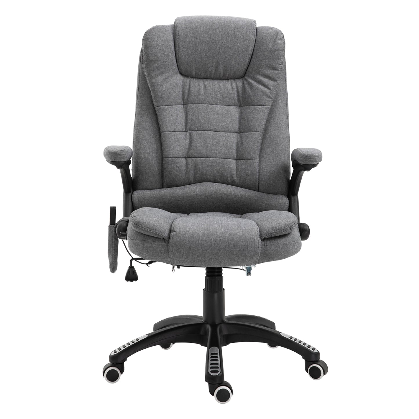 Photo of Vinsetto Massage Recliner Chair Heated Office Chair with Six Massage Points Linen-Feel Fabric 360° Swivel Wheels Grey in Grey colour on a white background
