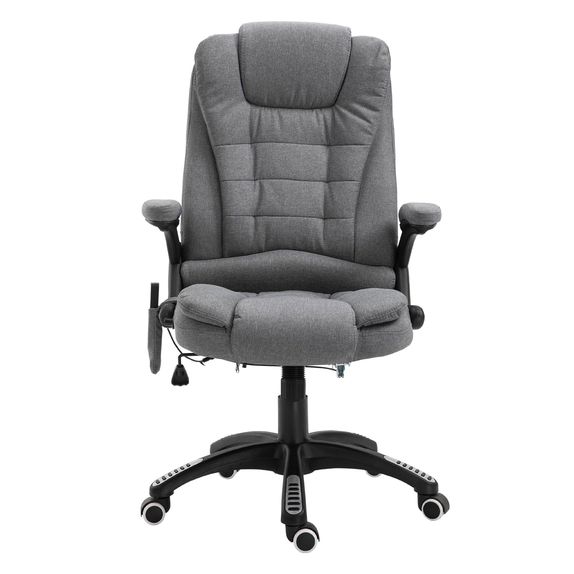 Photo of Vinsetto Massage Recliner Chair Heated Office Chair with Six Massage Points Linen-Feel Fabric 360° Swivel Wheels Grey in Grey colour on a white background