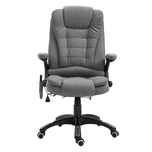 Photo of Vinsetto Massage Recliner Chair Heated Office Chair with Six Massage Points Linen-Feel Fabric 360° Swivel Wheels Grey in Grey colour on a white background