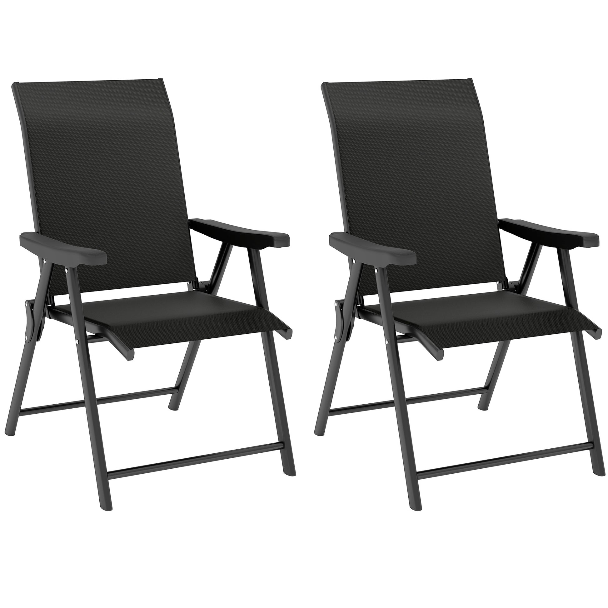 Photo of Outsunny Set of Two Folding Outdoor Chairs - Black in Black colour on a white background