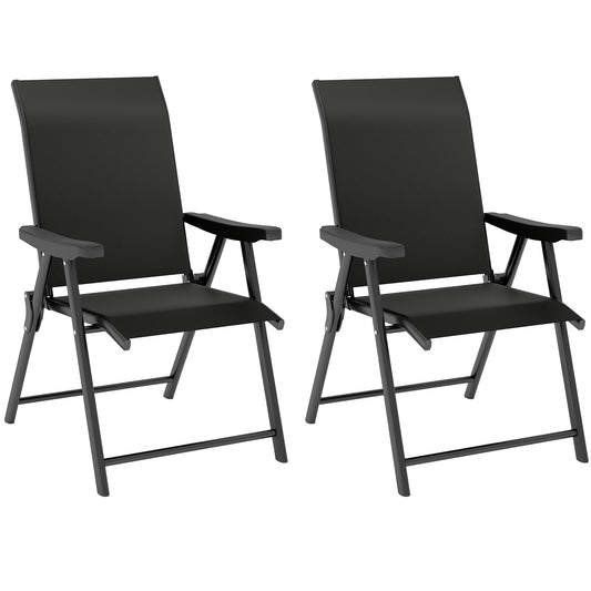 Photo of Outsunny Set of Two Folding Outdoor Chairs - Black in Black colour on a white background