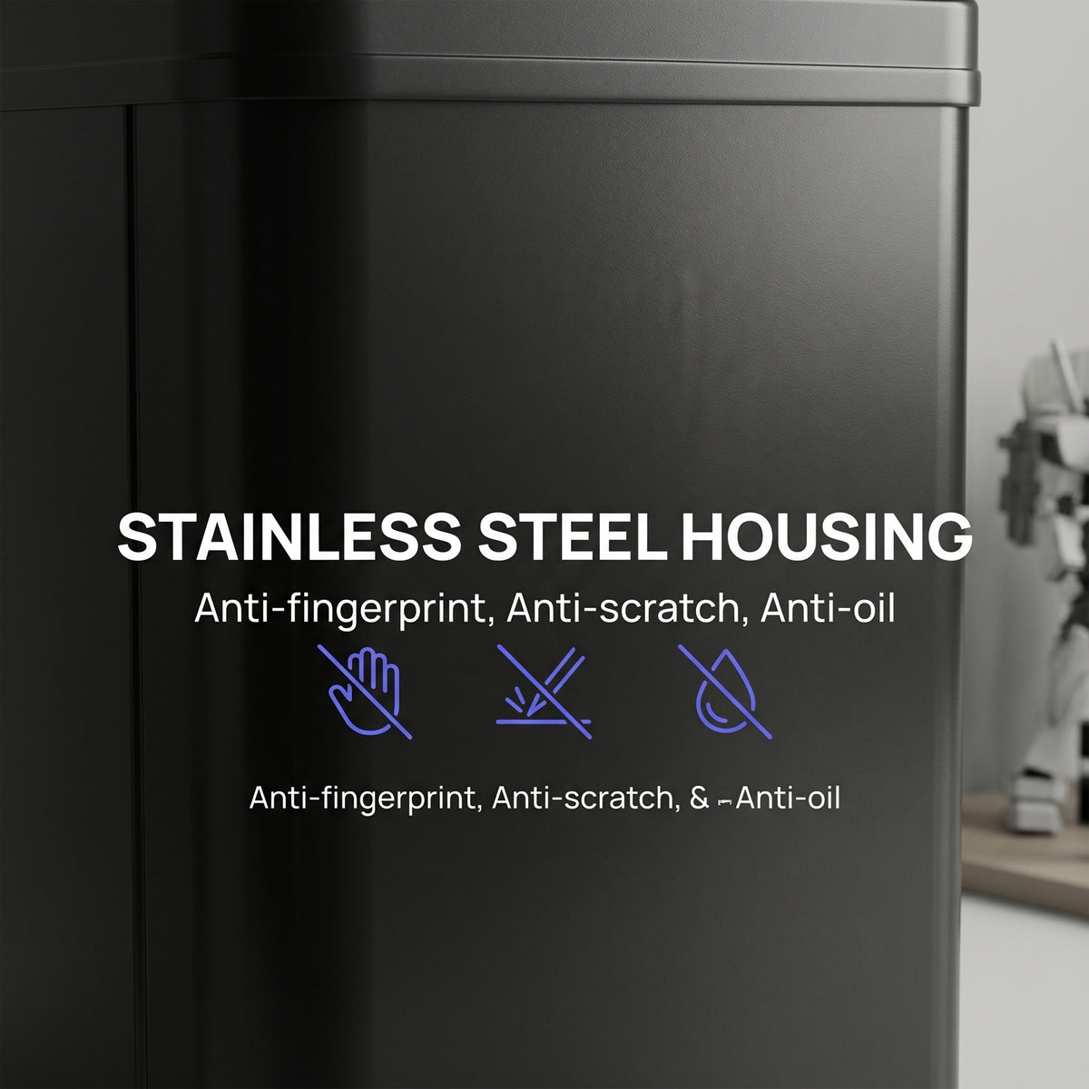 HOMCOM 50L Sensor Bin with Soft-Close Lid, Stainless Steel Automatic Touchless Motion Sensor Kitchen Bin, Black