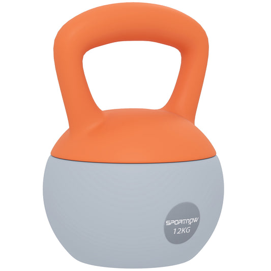 Photo of SPORTNOW 12KG Soft Kettlebell, Kettlebell with Non-Slip Handle for Home Gym, Weight Lifting, Strength Training, Orange/Grey in Orange/Grey colour on a white background