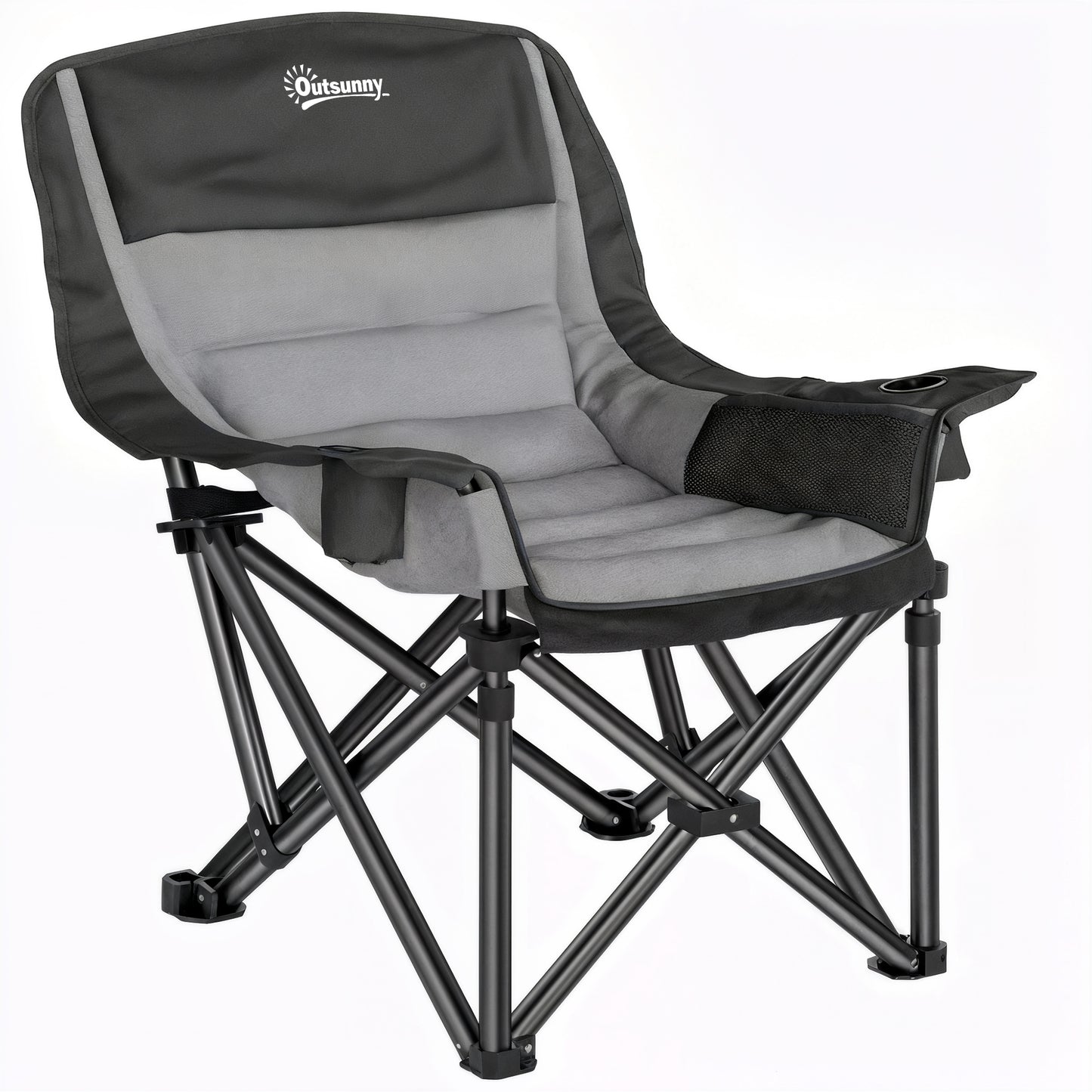 Photo of Outsunny Portable Padded Camping Chair, with Bag - Black/Grey in Black/Grey colour on a white background