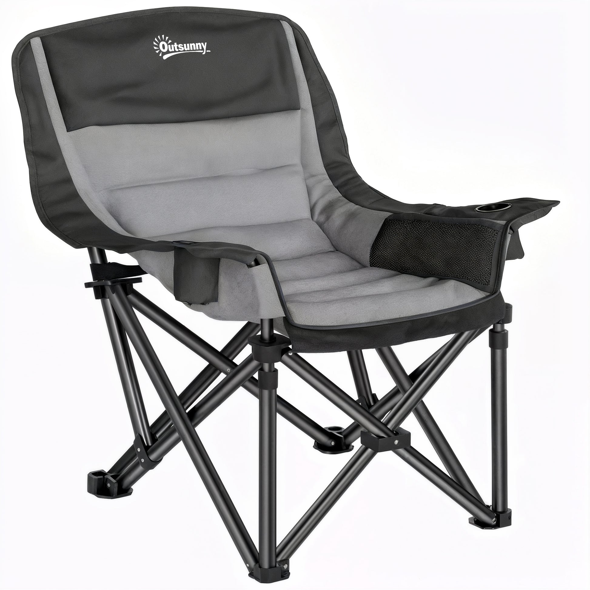 Photo of Outsunny Portable Padded Camping Chair, with Bag - Black/Grey in Black/Grey colour on a white background