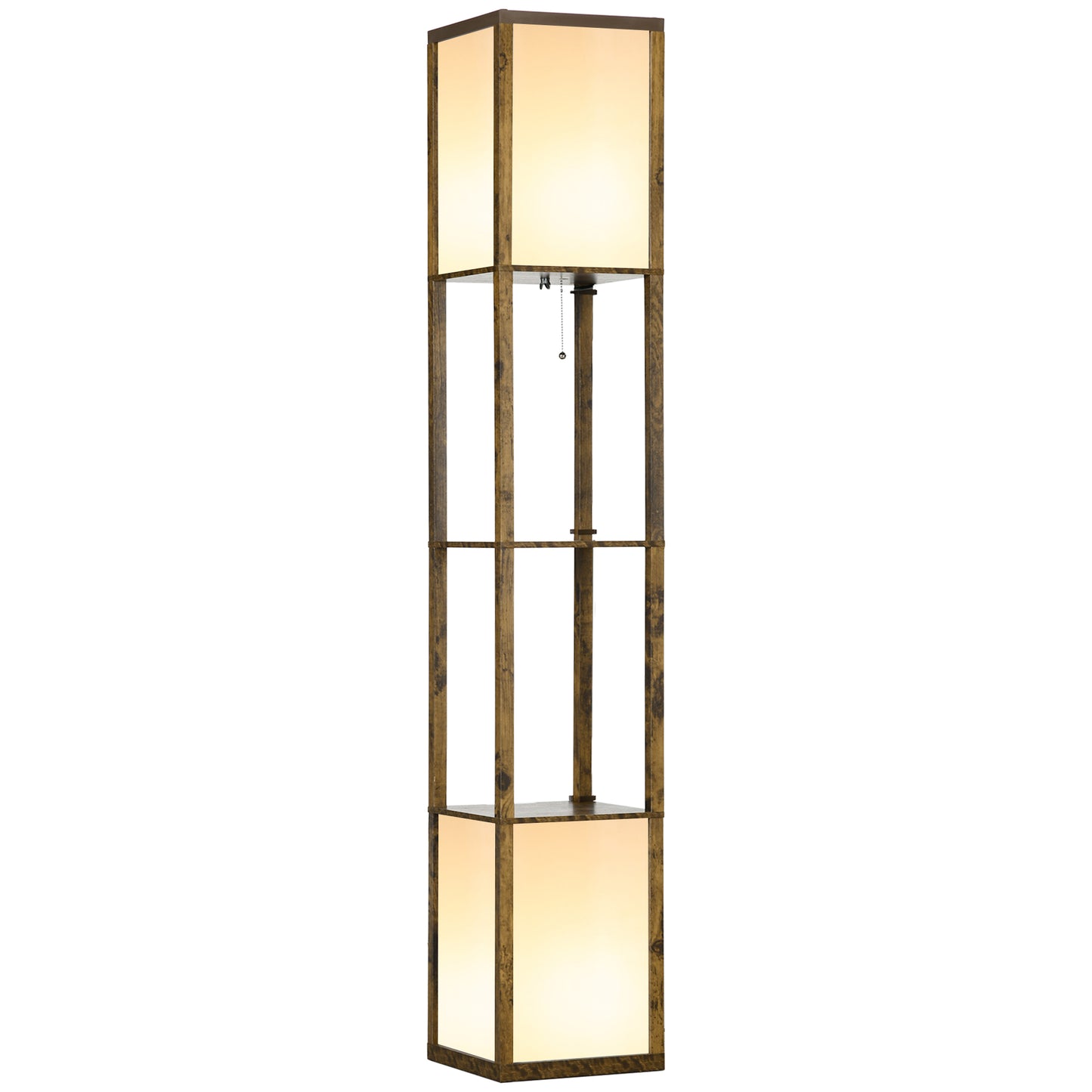 Photo of HOMCOM Modern Shelf Floor Lamp with Dual Ambient Light, Standing Lamp Living Room, Bedroom, 156cm, Brown in Brown colour on a white background
