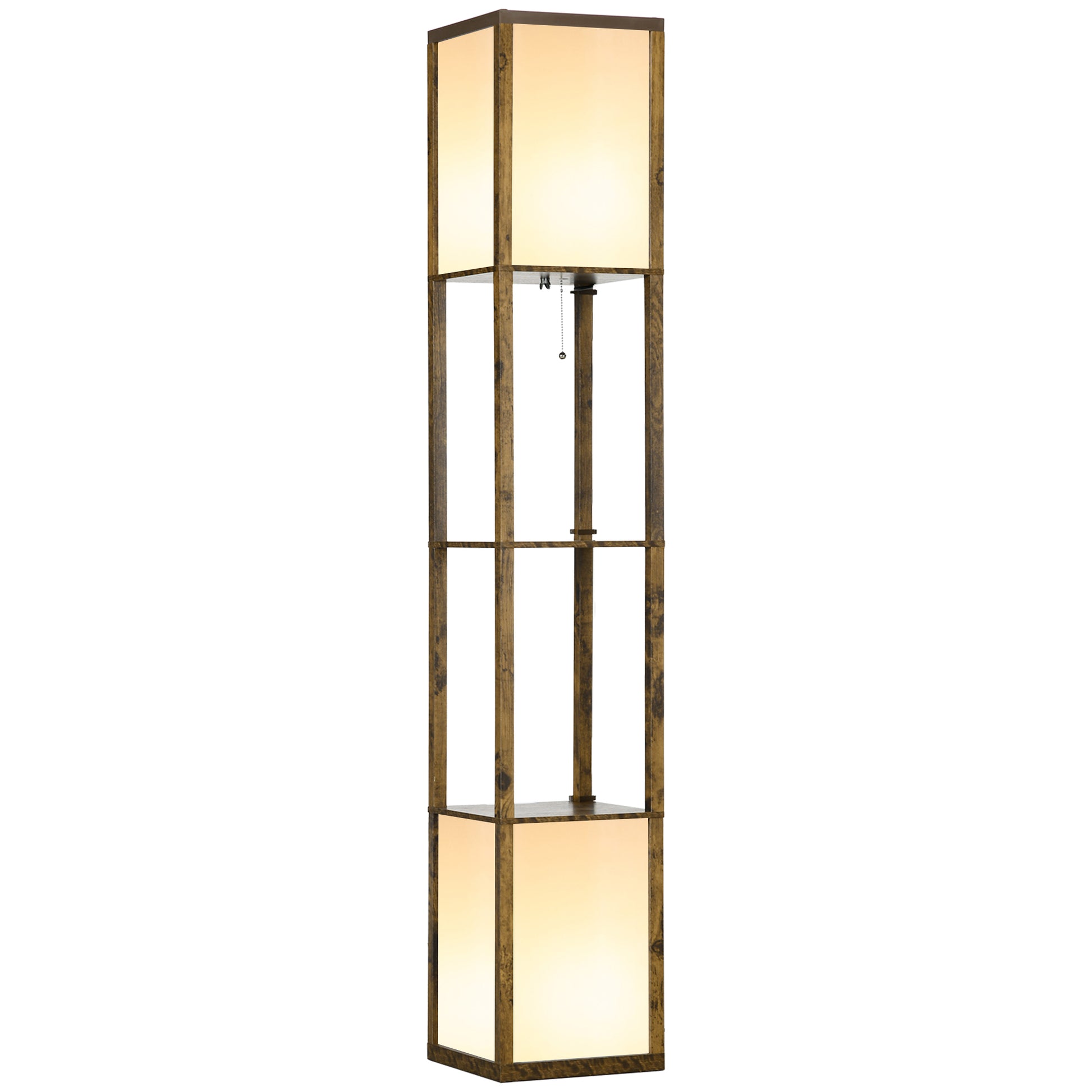 Photo of HOMCOM Modern Shelf Floor Lamp with Dual Ambient Light, Standing Lamp Living Room, Bedroom, 156cm, Brown in Brown colour on a white background