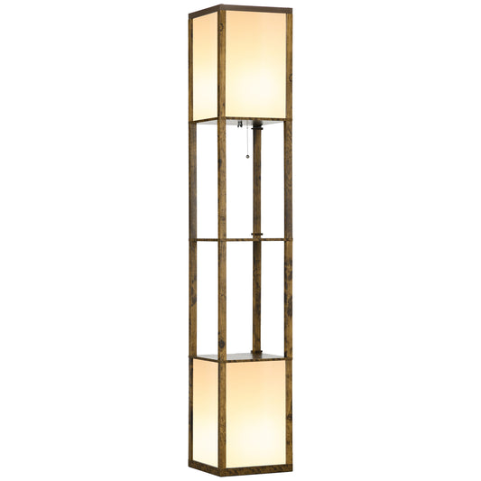 Photo of HOMCOM Modern Shelf Floor Lamp with Dual Ambient Light, Standing Lamp Living Room, Bedroom, 156cm, Brown in Brown colour on a white background