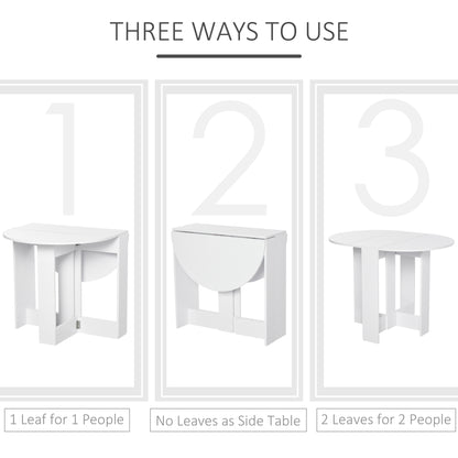 HOMCOM table shown with one leaf open, folded as a side table, and fully open