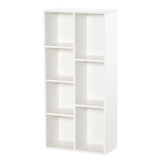 Photo of HOMCOM Seven-Cube Bookcase - White Wood Effect in Effect colour on a white background