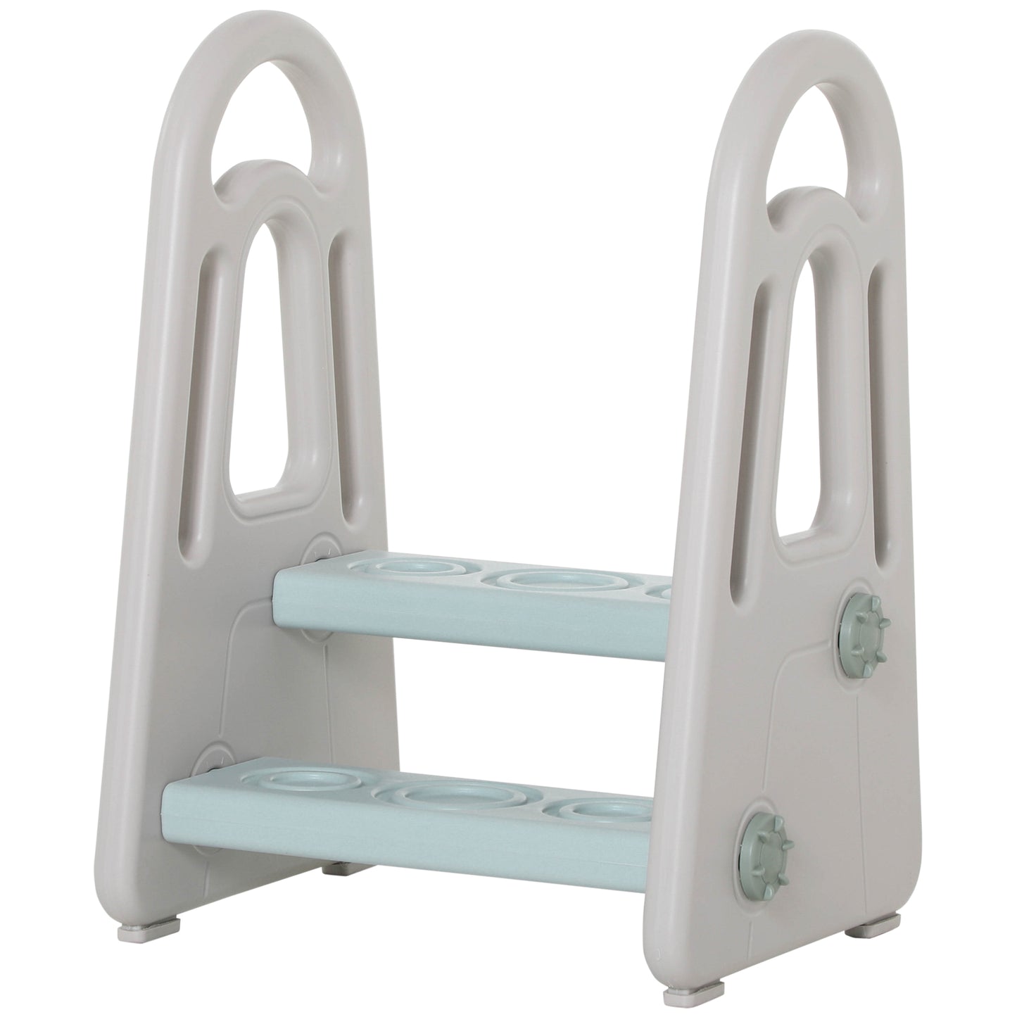 Photo of HOMCOM Kids Toddler Step Stool Ladder Kitchen Helper for Toilet Potty Training Bathroom Sink Bedroom Blue and Grey in Grey colour on a white background