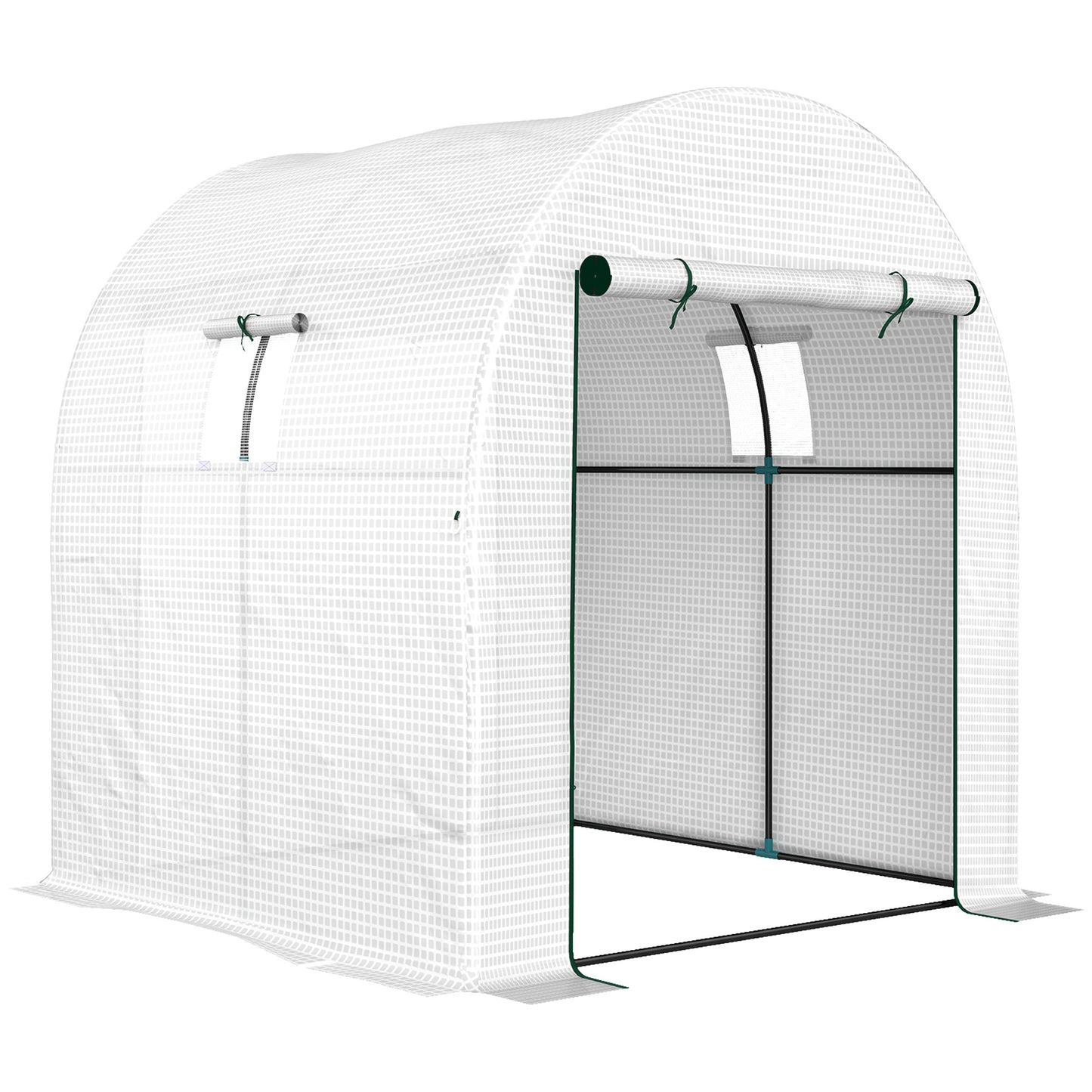 Photo of Outsunny 180 x 180cm Walk-In Polytunnel Greenhouse - White in White colour on a white background