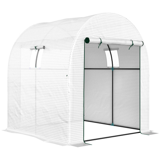 Photo of Outsunny 180 x 180cm Walk-In Polytunnel Greenhouse - White in White colour on a white background