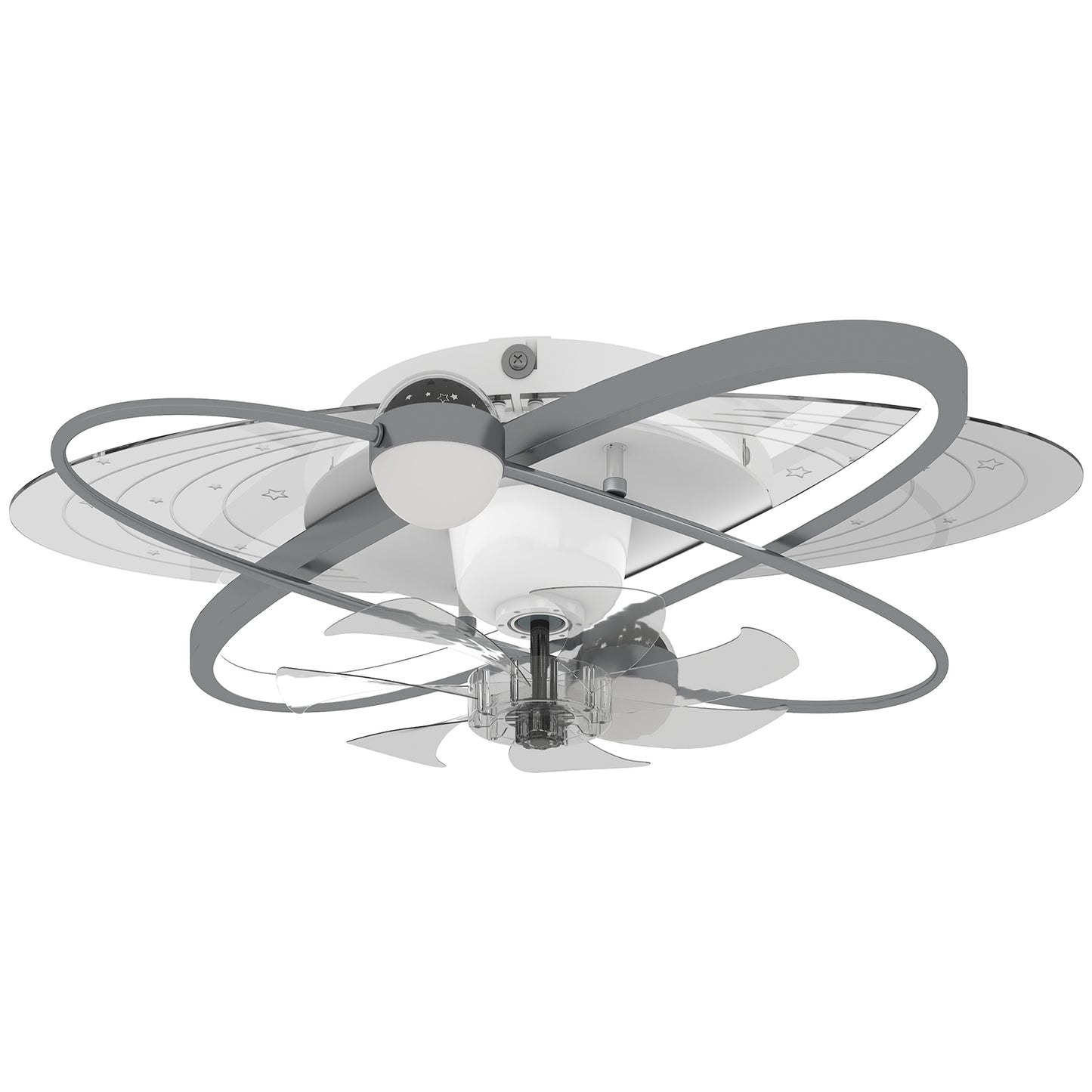Photo of HOMCOM Ceiling Fan with Light and Remote, 3 Colour Temperatures, LED Mount Ceiling Fan Light for Bedroom, Silver Tone in Tone colour on a white background