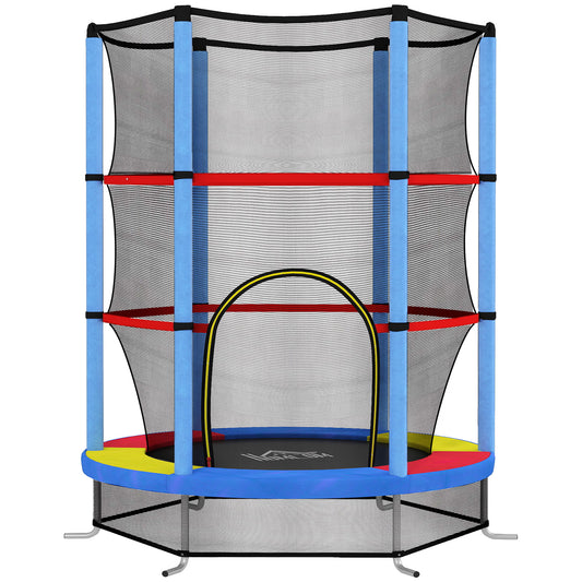 Photo of HOMCOM Kids Trampoline, with Enclosure Net, Steel Frame, for Ages 3-6 Years - MultiColoured in MultiColoured colour on a white background