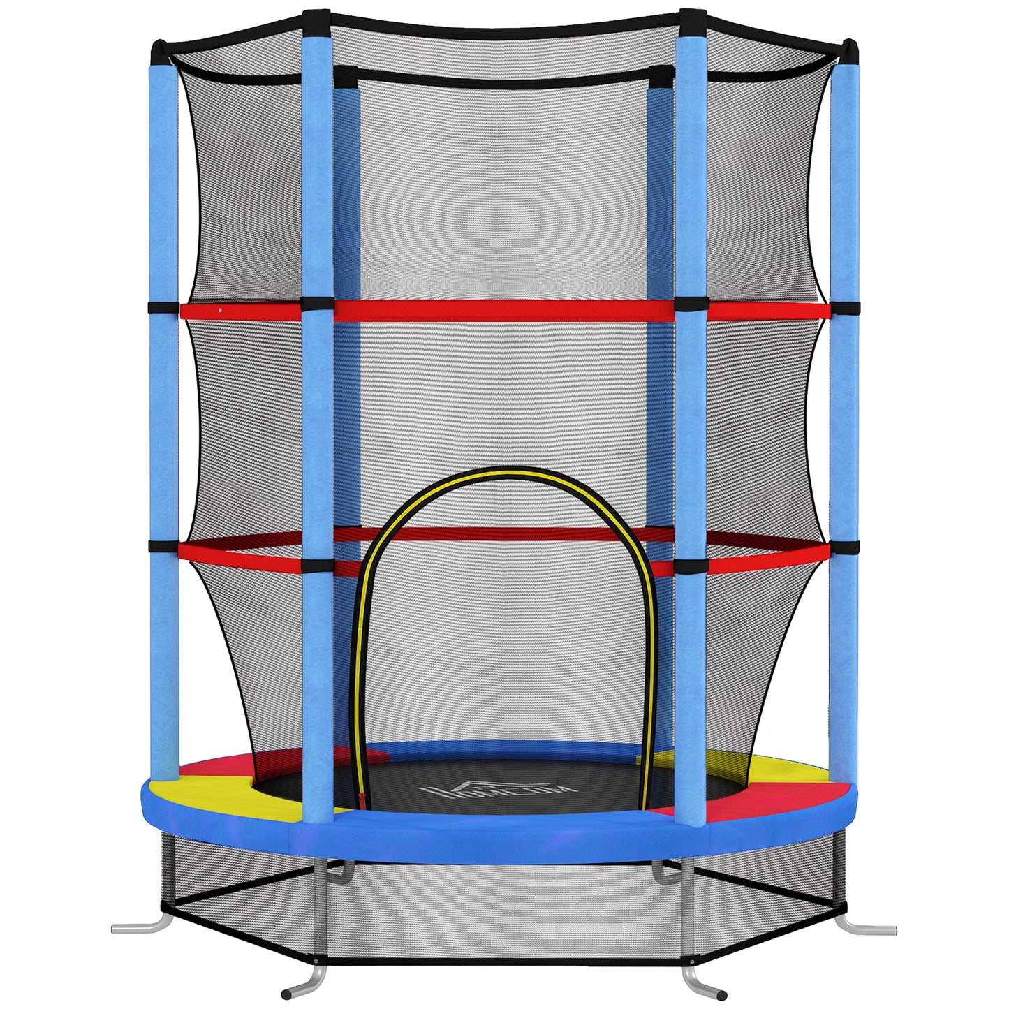 Photo of HOMCOM Kids Trampoline, with Enclosure Net, Steel Frame, for Ages 3-6 Years - MultiColoured in MultiColoured colour on a white background