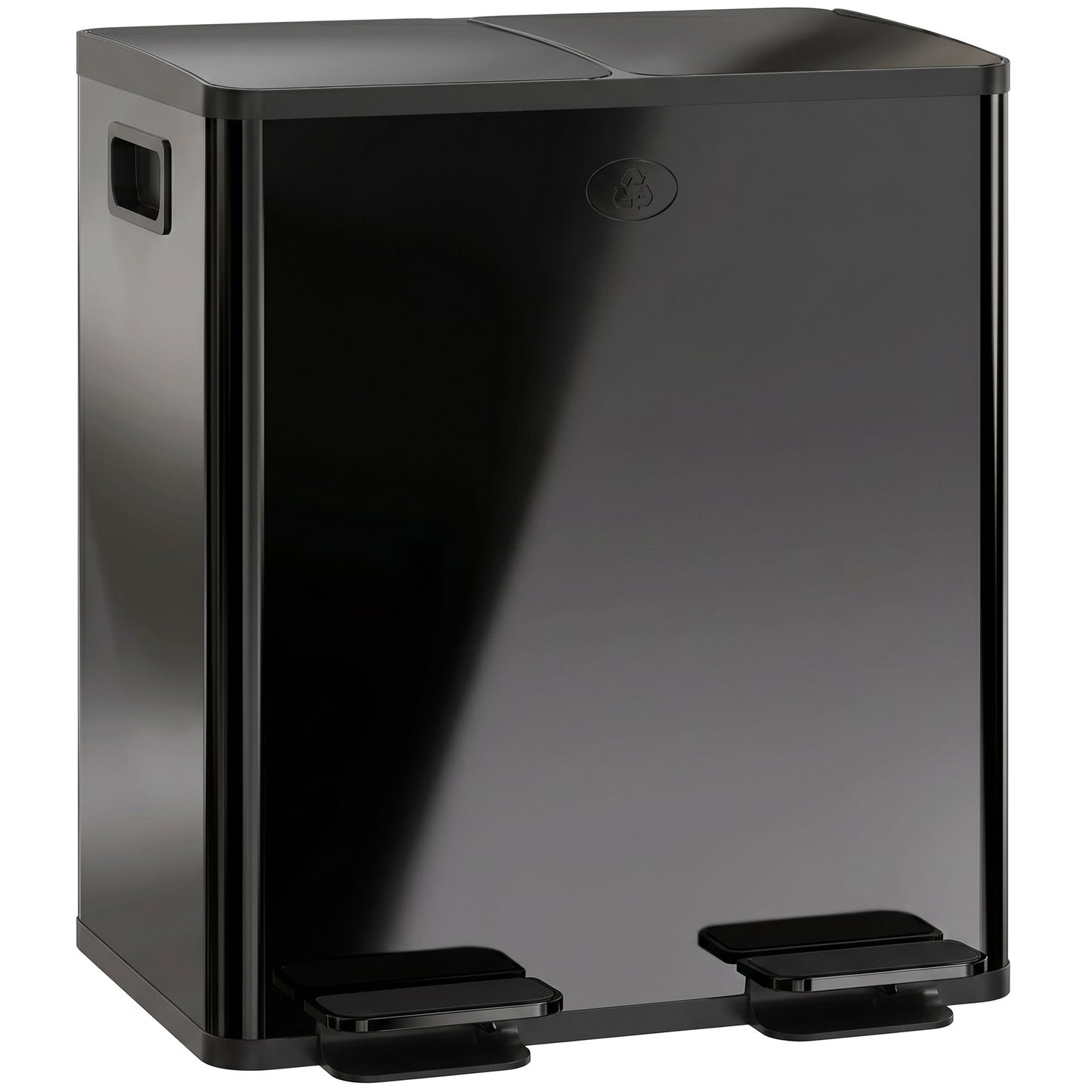 Photo of HOMCOM 40L Dual Compartment Stainless Steel Bin, with Deodoriser Holders - Black in Black colour on a white background