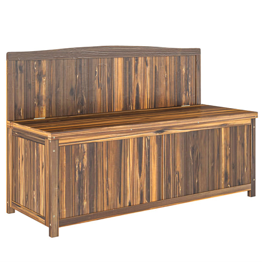Photo of Outsunny Wood Storage Bench for Patio Furniture, Outdoor Garden Seating Tools, Brown in Brown colour on a white background