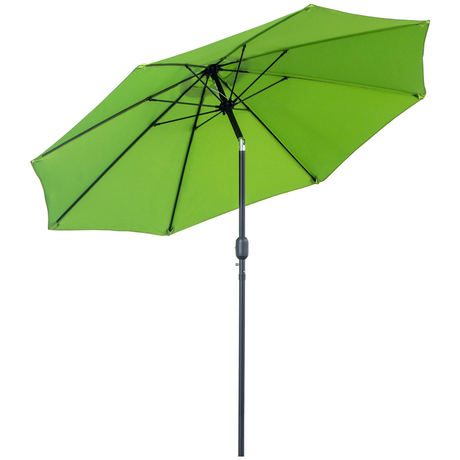 Photo of Outsunny 2.7M Garden Parasol Umbrella with Glass Fibre Ribs and Aluminium Frame, Tilting Sun Shade Shelter Canopy, Light Green in Green colour on a white background