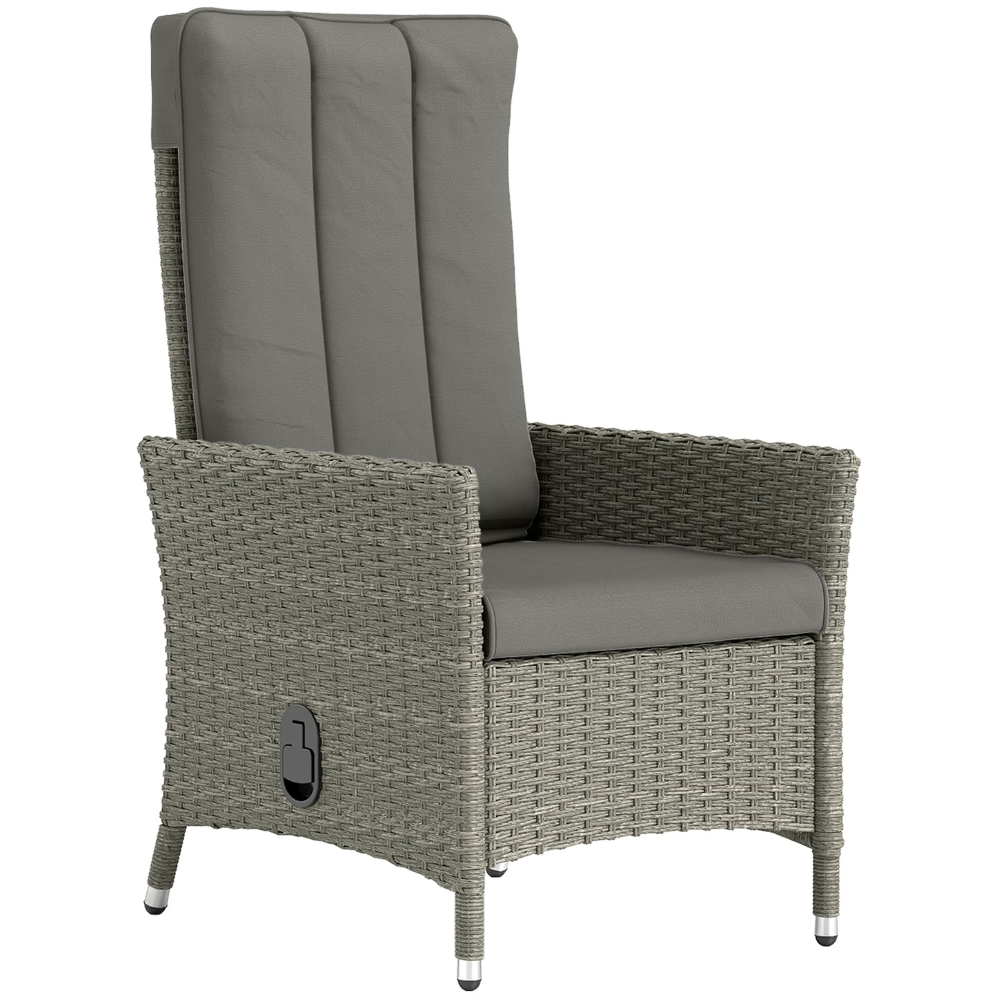 Photo of Outsunny 105°-150° Reclining Rattan Chair - Grey in Grey colour on a white background