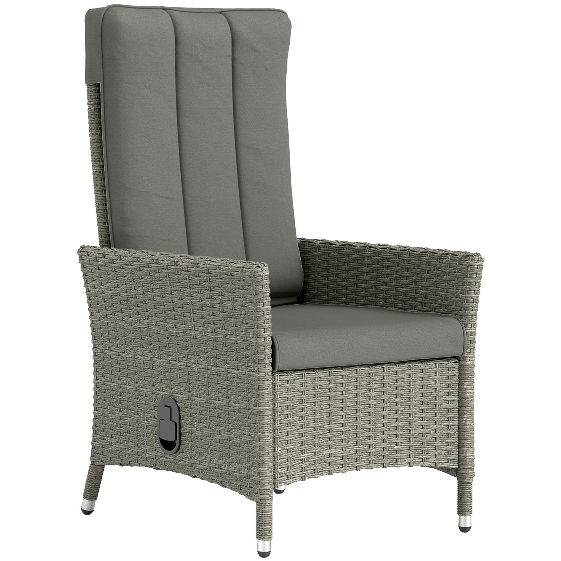Photo of Outsunny 105°-150° Reclining Rattan Chair - Grey in Grey colour on a white background