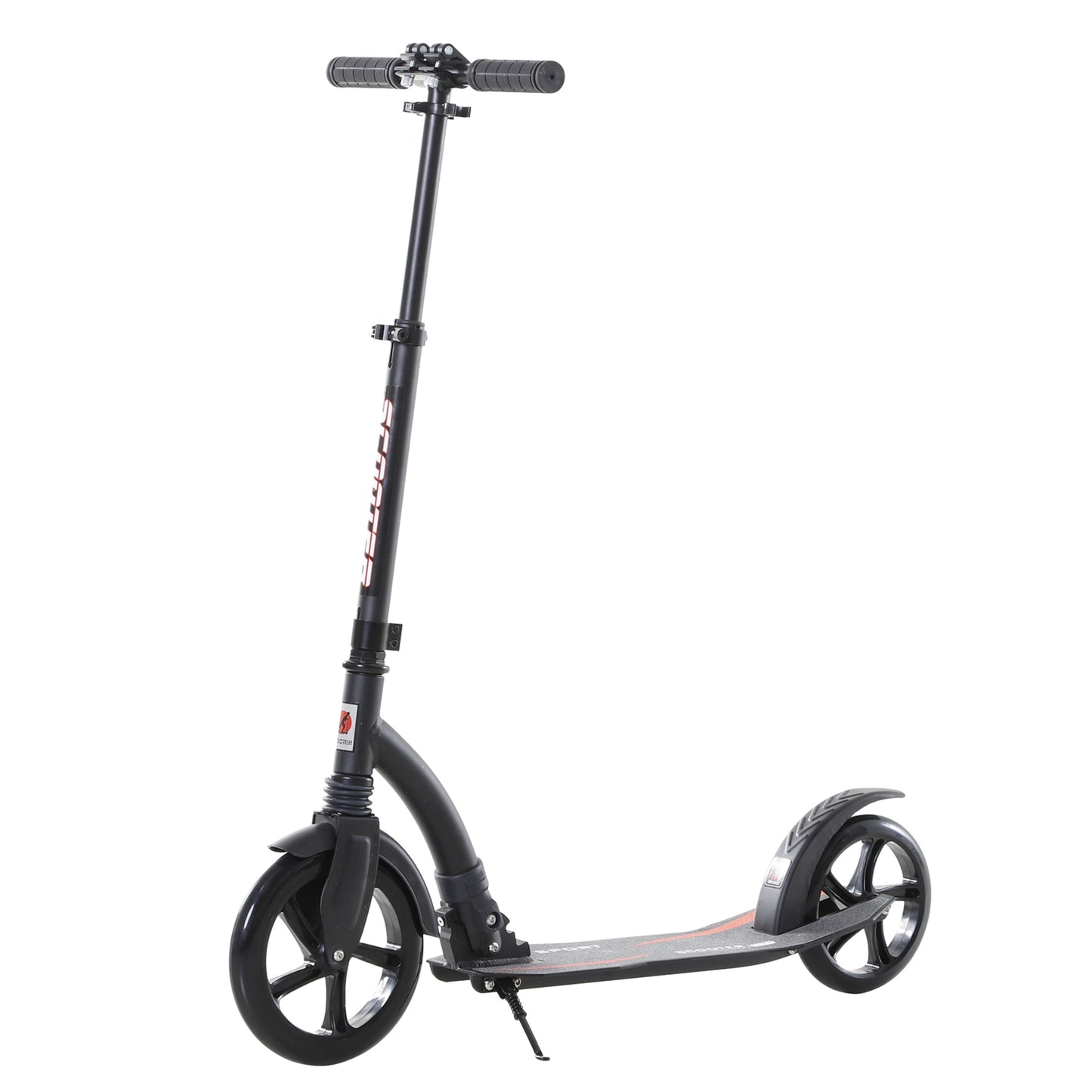 Photo of HOMCOM Foldable Kick Scooter with Double Shock Absorption and Big Wheels, Height Adjustable Aluminium Frame Big Wheel Scooter for 14+ Teens Adult - Black in Black colour on a white background