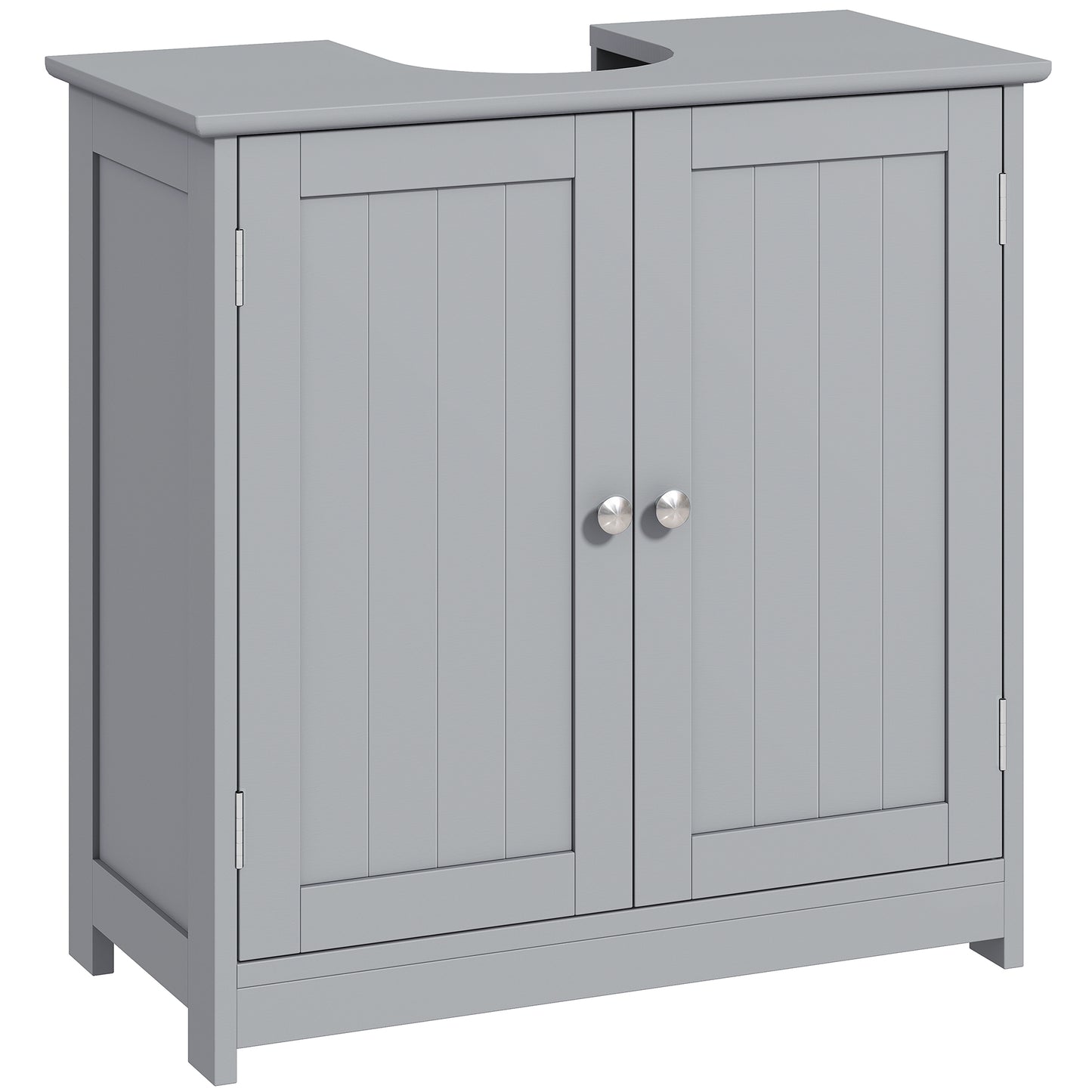 Photo of kleankin Under Sink Bathroom Cabinet, Freestanding Under Sink Cabinet with 2 Doors and Adjustable Shelf for Basin without or with Pedestal, Grey in Grey colour on a white background