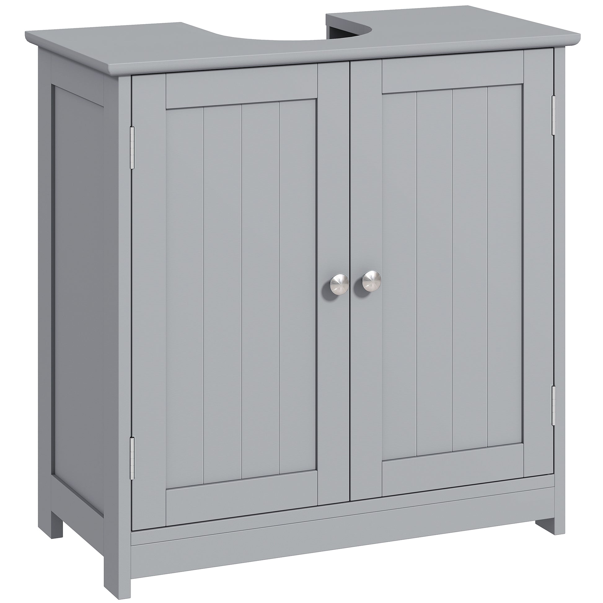 Photo of kleankin Under Sink Bathroom Cabinet, Freestanding Under Sink Cabinet with 2 Doors and Adjustable Shelf for Basin without or with Pedestal, Grey in Grey colour on a white background