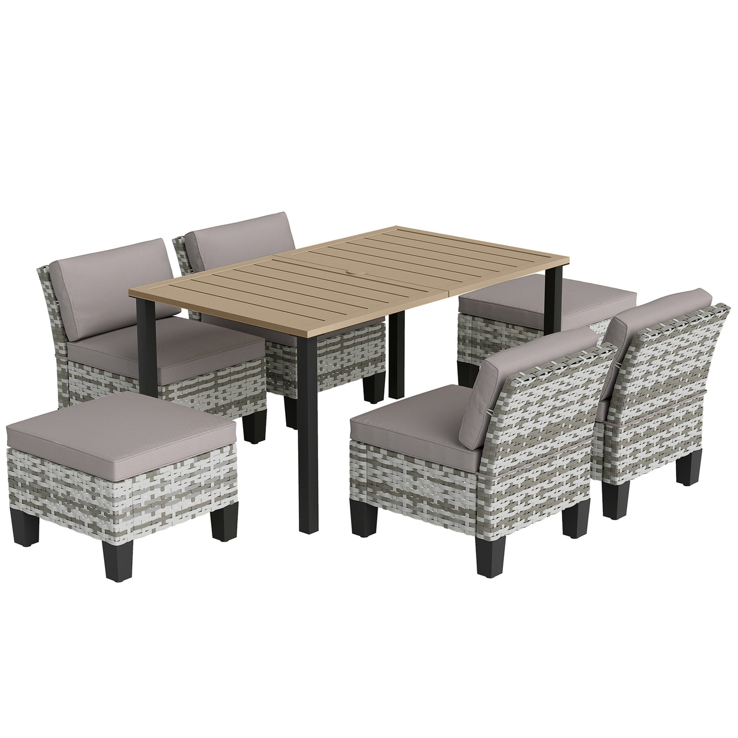 Photo of Outsunny Seven-Piece Rattan Dining Set - Grey in Grey colour on a white background