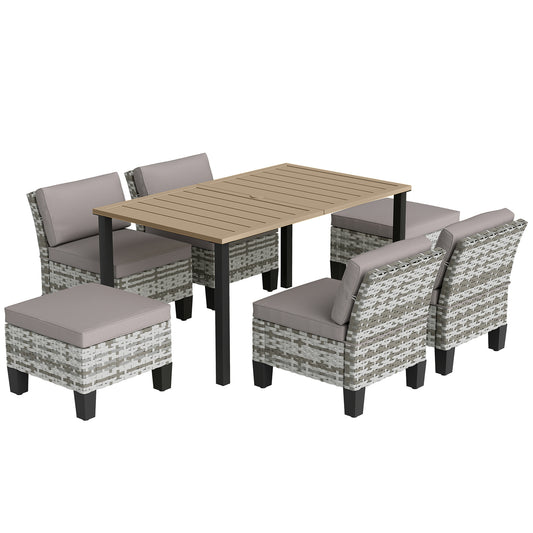 Photo of Outsunny Seven-Piece Rattan Dining Set - Grey in Grey colour on a white background