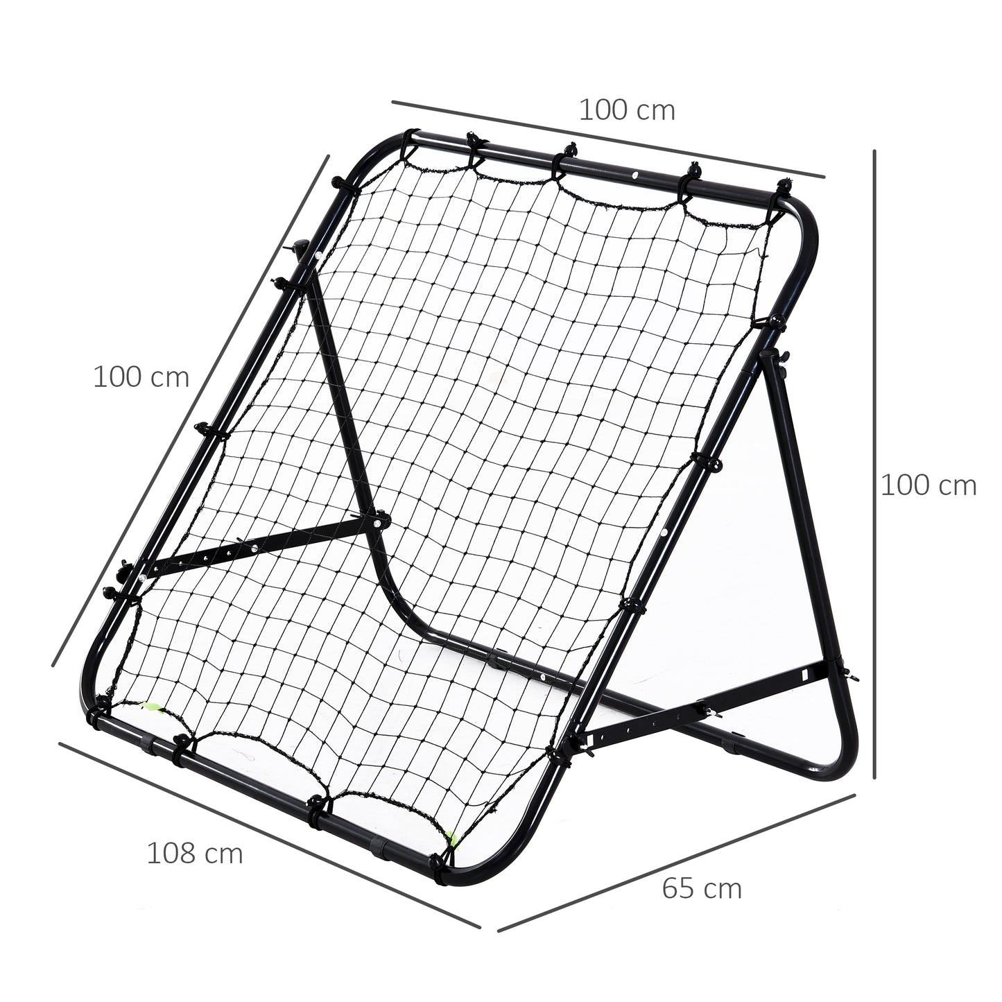HOMCOM Adjustable Rebounder Net Kickback Target Goal for Teens Adults Training, Black
