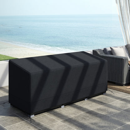 Outsunny black patio furniture cover fitted over rectangular outdoor furniture
