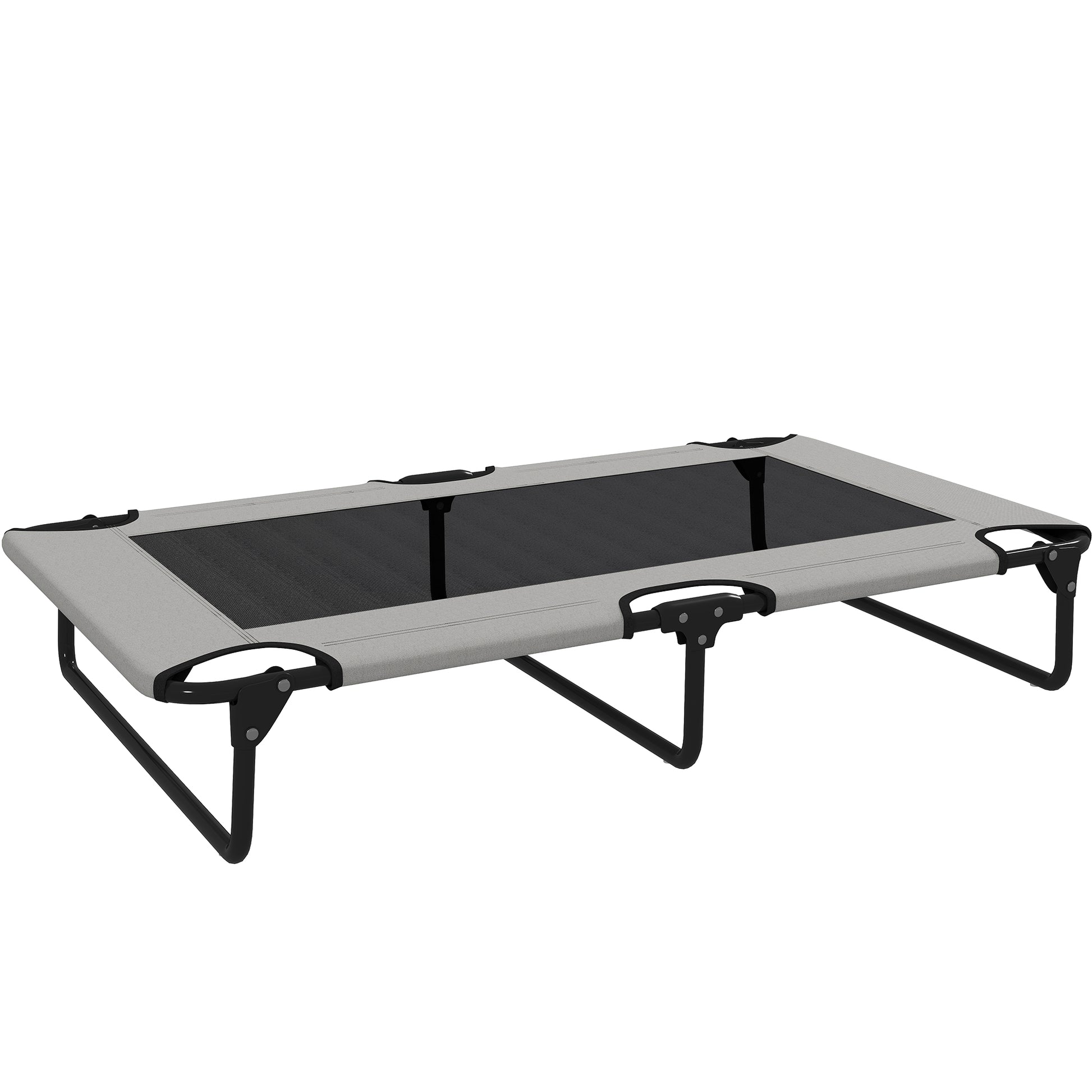 Photo of PawHut Portable Raised Dog Bed, Elevated Pet Cot with Breathable Mesh for Indoor Outdoor, for Large Dogs, Light Grey in Grey colour on a white background