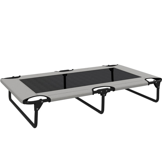 Photo of PawHut Portable Raised Dog Bed, Elevated Pet Cot with Breathable Mesh for Indoor Outdoor, for Large Dogs, Light Grey in Grey colour on a white background
