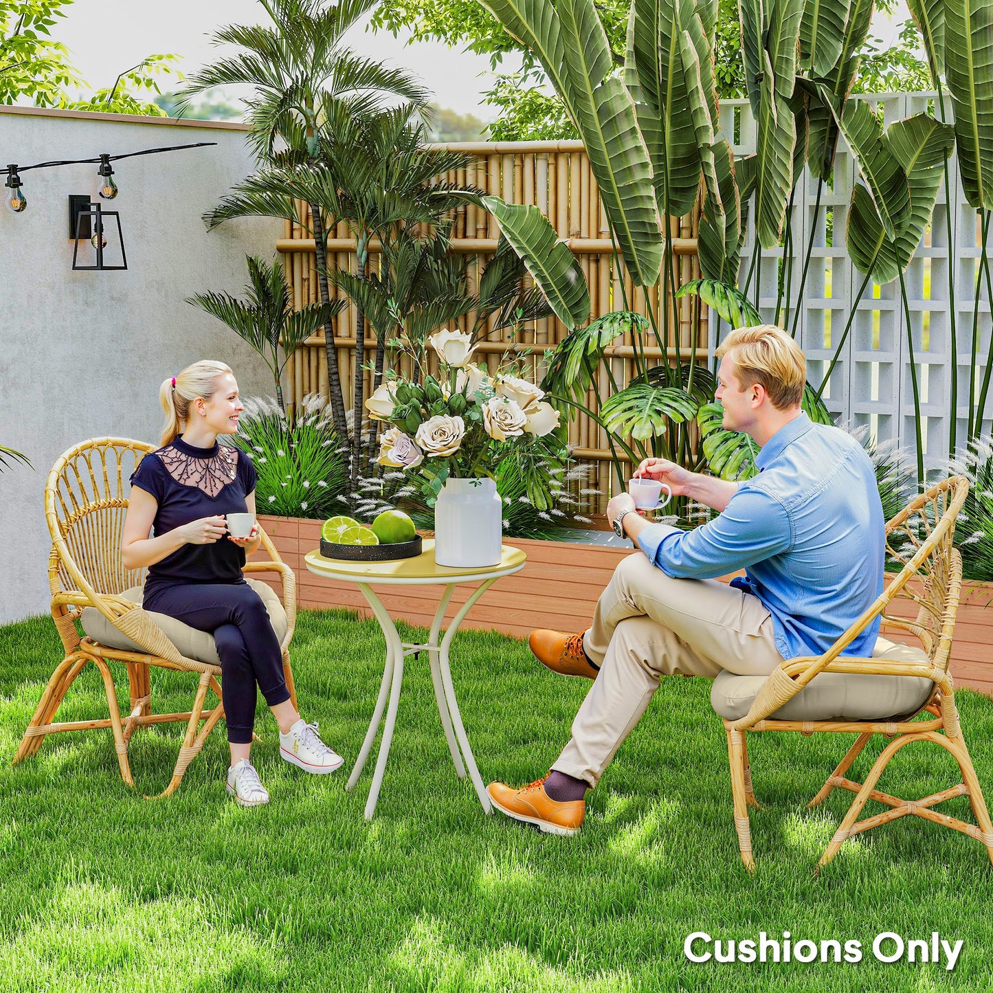 Outsunny Set of Two Φ60cm Outdoor Cushions - Beige