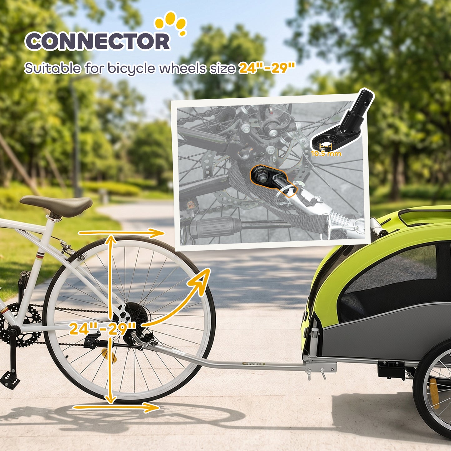PawHut 2 in 1 Dog Bike Trailer, Foldable Pet Stroller, Dog Bicycle Trailer with Suspension, for Medium Dogs up to 20kg, Green