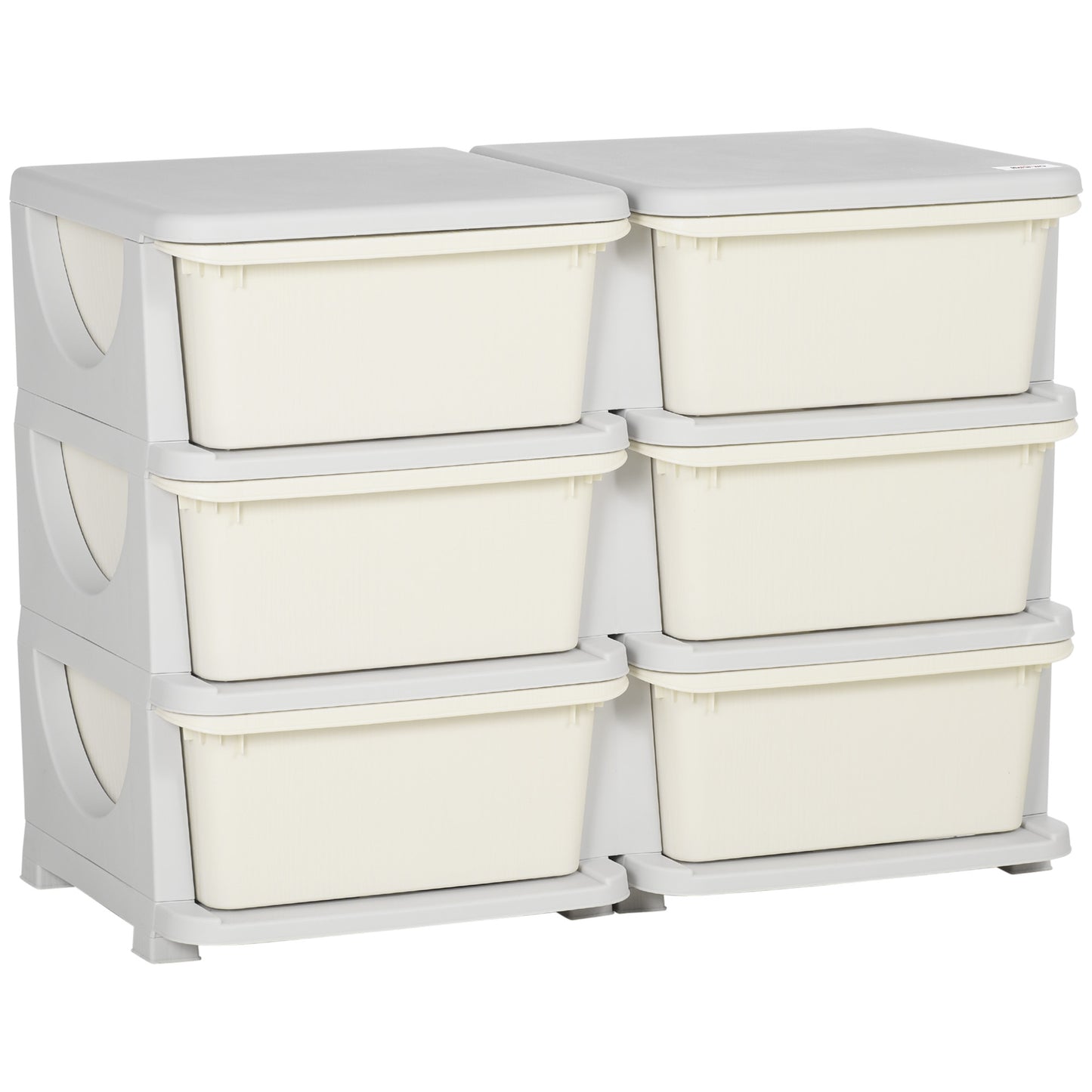 Photo of HOMCOM Kids Storage Unit, with Six Drawers - Cream in Cream colour on a white background