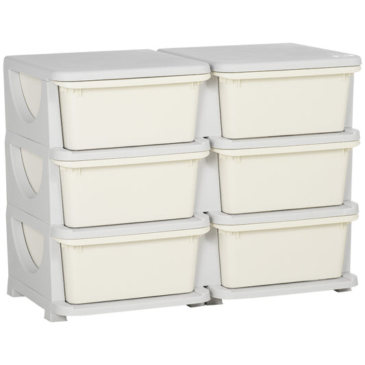 Photo of HOMCOM Kids Storage Unit, with Six Drawers - Cream in Cream colour on a white background
