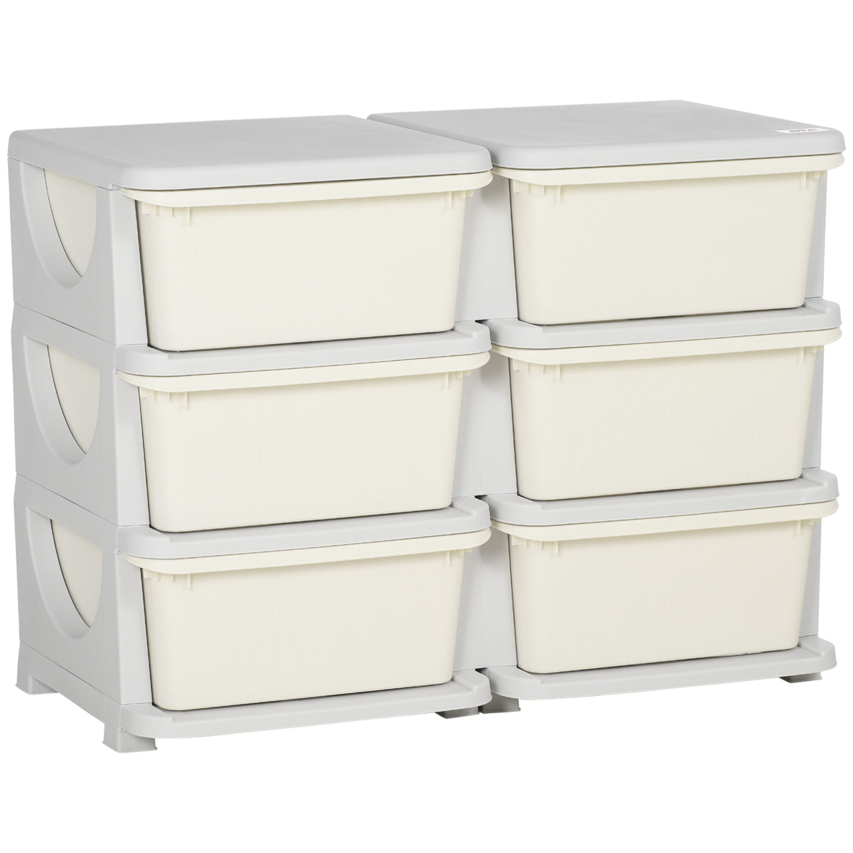 Photo of HOMCOM Kids Storage Unit, with Six Drawers - Cream in Cream colour on a white background