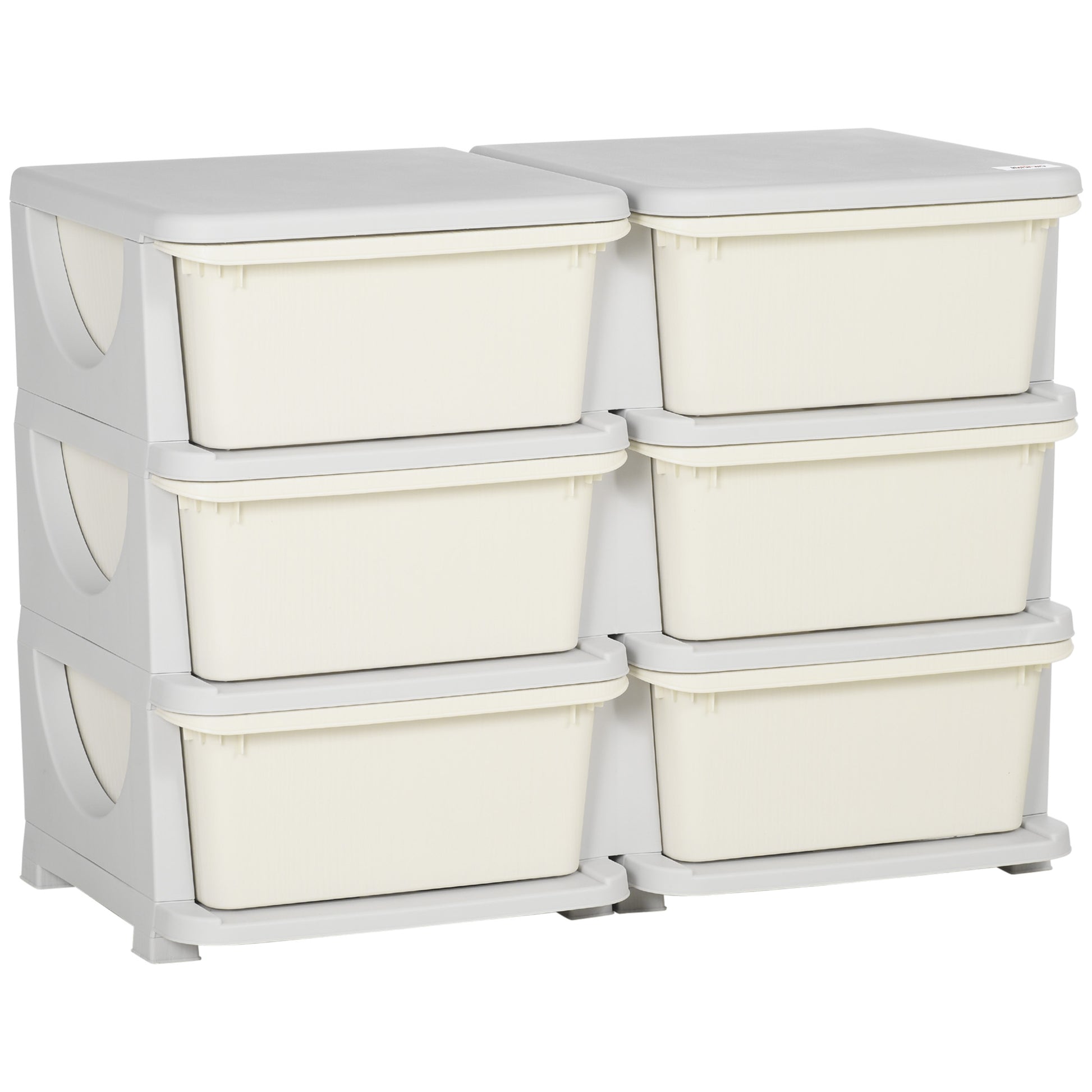 Photo of HOMCOM Kids Storage Unit, with Six Drawers - Cream in Cream colour on a white background