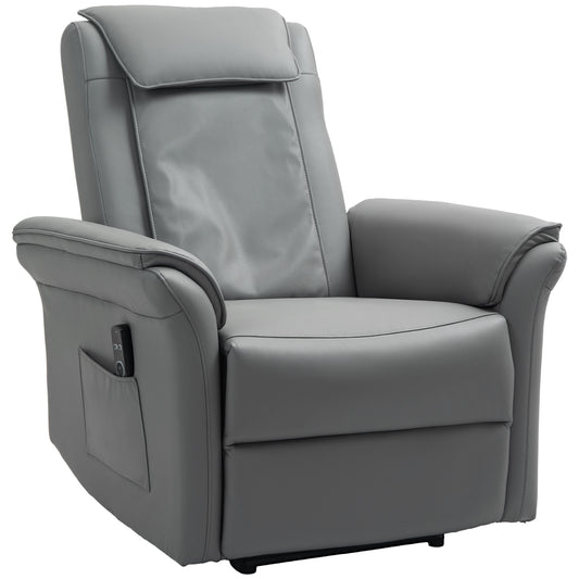 Photo of HOMCOM Kneading Faux Leather Electric Massage Recliner - Grey in Grey colour on a white background
