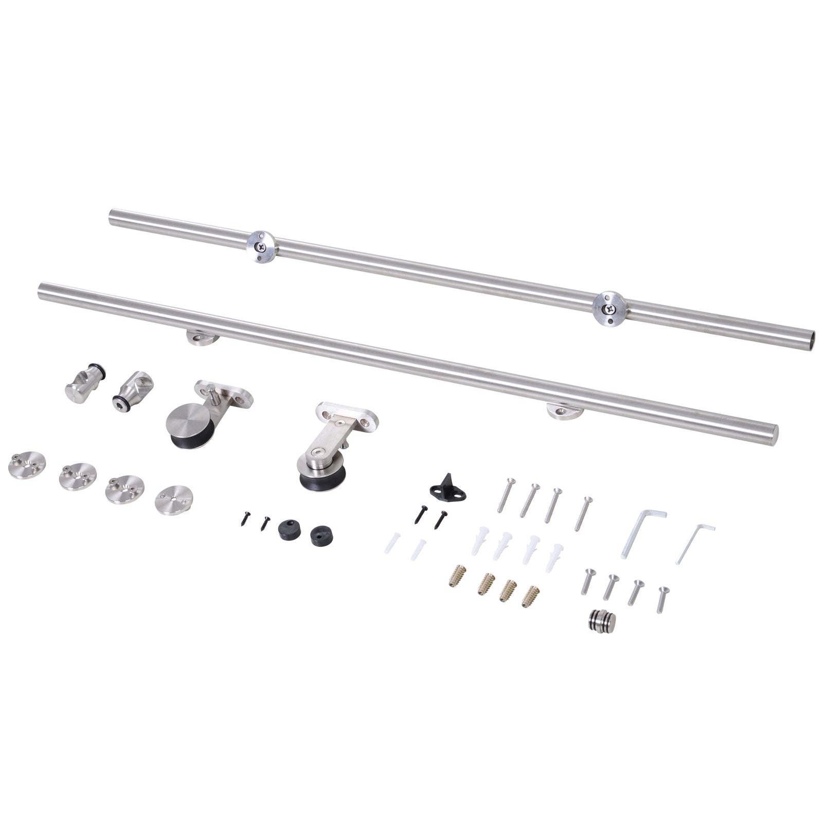 Photo of HOMCOM Wooden Sliding Door Kit Stainless Steel Smooth Operation Hardware Track Kit System Unit For Single Door 2000mm in 2000mm colour on a white background