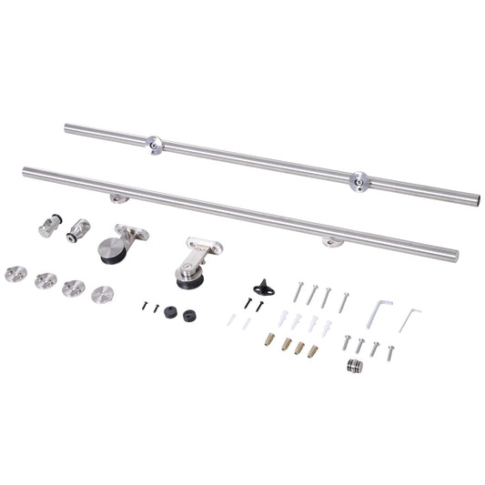 Photo of HOMCOM Wooden Sliding Door Kit Stainless Steel Smooth Operation Hardware Track Kit System Unit For Single Door 2000mm in 2000mm colour on a white background